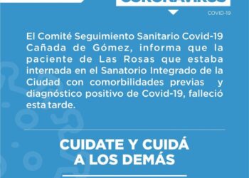 Covid-19: Falleció la paciente de Las Rosas que estaba internada en nuestra ciudad