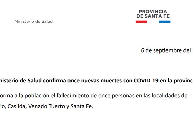 Covid-19: Hoy reportaron 11 muertes en la provincia de Santa Fe