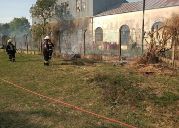 Las Rosas: Incendio de pastizales en un terreno