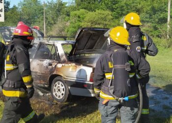 Las Rosas: Se incendió un automóvil sobre la Ruta Nº 178