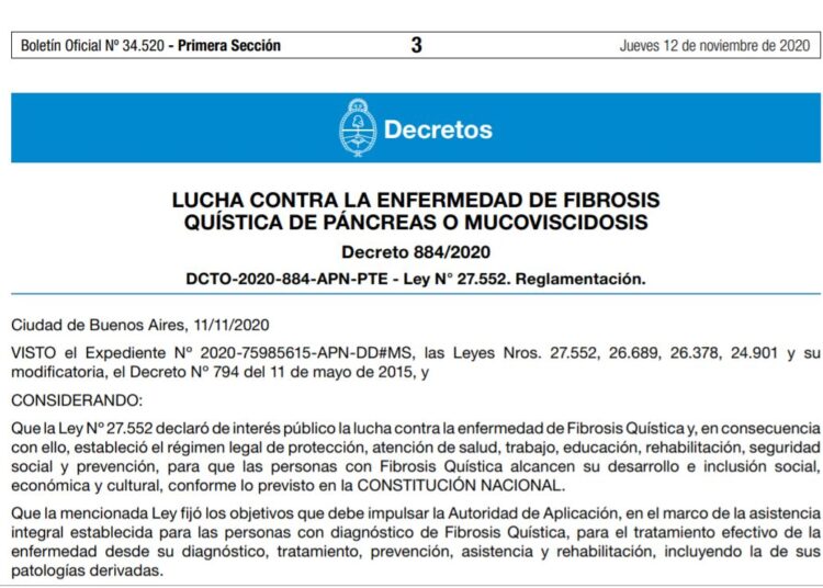 Se aprobó la reglamentación de la ley de fibrosis quística