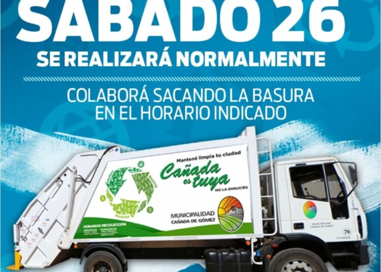 Cañada de Gómez: como será la recolección de residuos para mañana