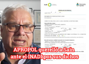 APROPOL querelló a Saín ante el INADI por sus dichos