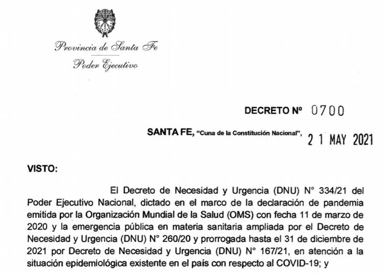 La provincia de Santa Fe adhirió al Decreto de Necesidad y Urgencia del gobierno nacional