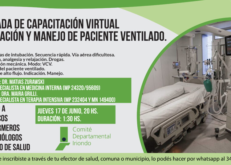 Dictarán curso virtual sobre Intubación y manejo de paciente ventilado