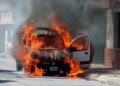 Videos del momento del incendio de un automóvil en plena vía pública de nuestra ciudad