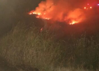 Montes de Oca: Peligroso incendio de pastizales debajo de la línea de alta tensión