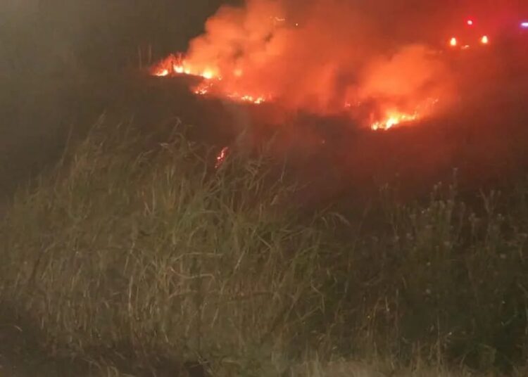 Montes de Oca: Peligroso incendio de pastizales debajo de la línea de alta tensión