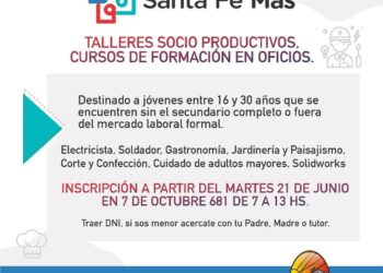 La municipalidad inscribe a cursos de formación en Oficios del Programa Santa Fe Más