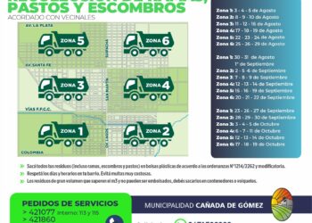 Cronograma Higiene Urbana meses de agosto, septiembre y octubre