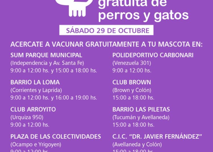 La municipalidad de Cañada de Gómez junto a veterinarios realizan una campaña gratuita de vacunación antirrábica