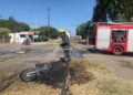 Cañada de Gómez: Se incendió una moto sobre las vías férreas y fue abandonada por sus conductores