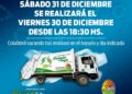 La municipalidad de Cañada de Gómez anuncia que la recolección de residuos del 31 pasa al viernes 30