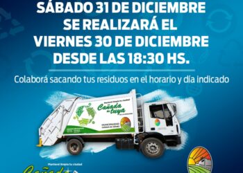 La municipalidad de Cañada de Gómez anuncia que la recolección de residuos del 31 pasa al viernes 30