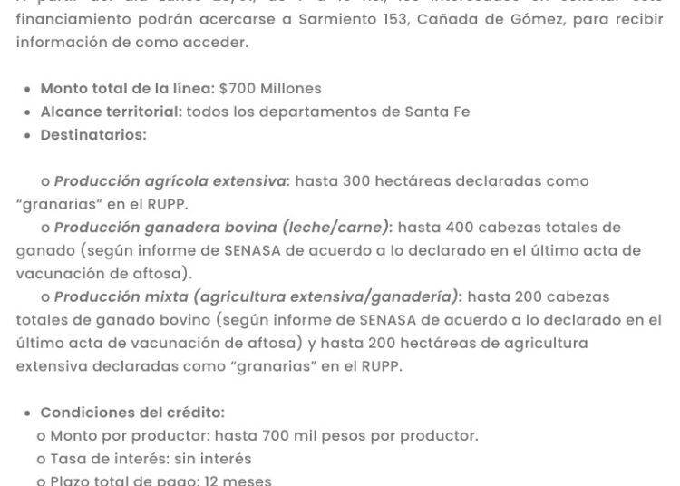 Asistencia financiera para productores agropecuarios afectados por la sequía