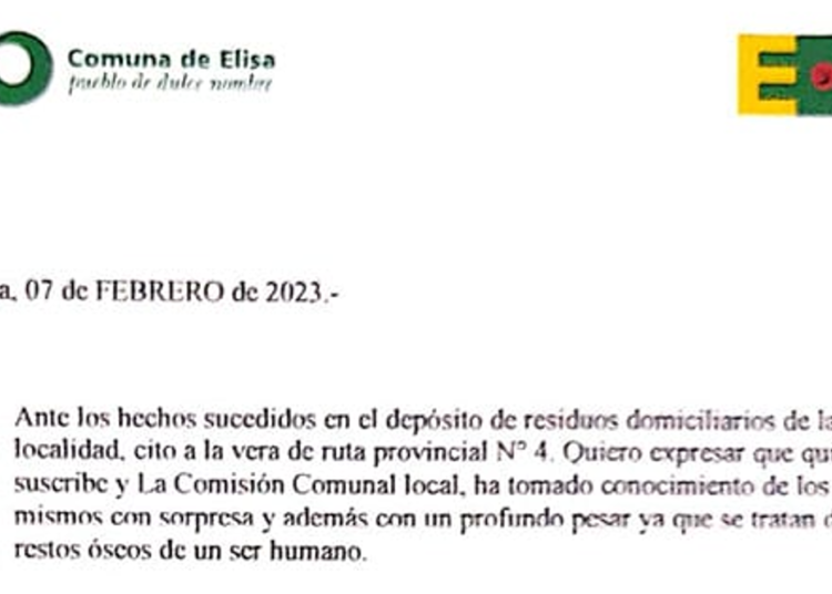 Elisa (Santa Fe): Aparecieron restos óseos humanos en el basural y la Comuna emitió un comunicado