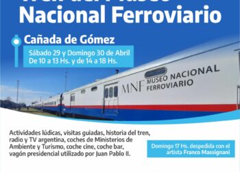 El tren del Museo Nacional Ferroviario estará Cañada de Gómez este fin de semana