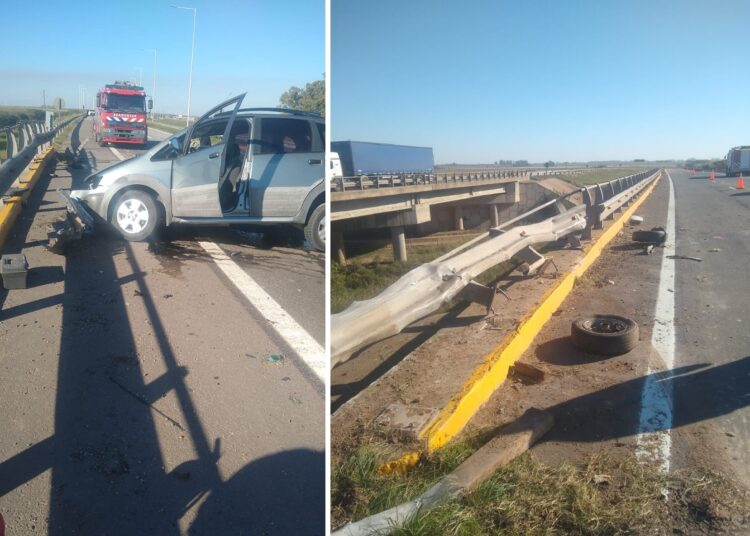 Un automóvil se estrelló contra las vallas del puente sobre el Km 357 del corredor panamericano