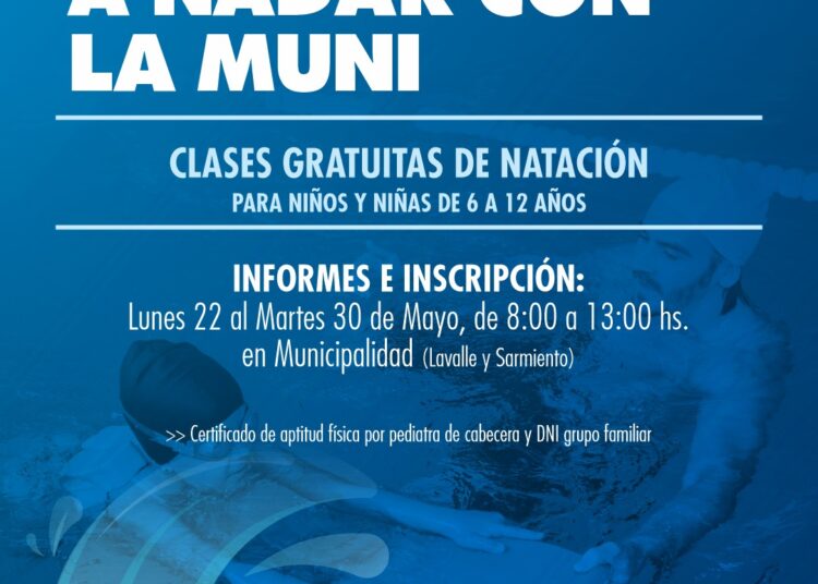 Comienza la inscripción a una nueva edición de “Aprendamos a nadar con la Muni”
