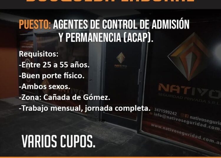 Búsqueda laboral: Agentes de Control de admisión y permanencia (ACAP)