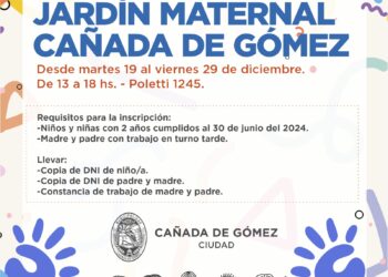 Comienza la inscripción al Jardín Maternal Cañada de Gómez ciclo 2024