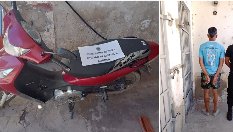 Correa: Recuperaron una motocicleta robada y aprehendieron a un parejense involucrado