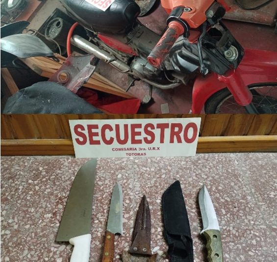 Totoras: robaron varios cuchillos y una motocicleta de un local comercial