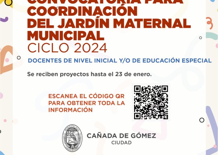 La Municipalidad de Cañada de Gómez convoca a docentes para la coordinación del Jardín Maternal Municipal Ciclo 2024