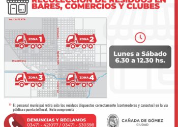 Cronograma vigente para la recolección de residuos en comercios, bares y clubes