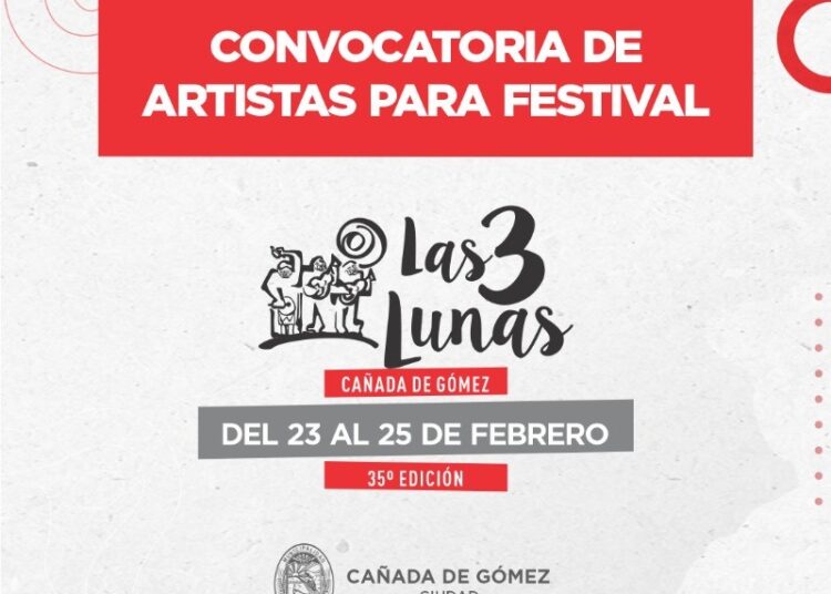 Abierta la convocatoria a artistas para el Festival «Las Tres Lunas» 2024 de Cañada de Gómez