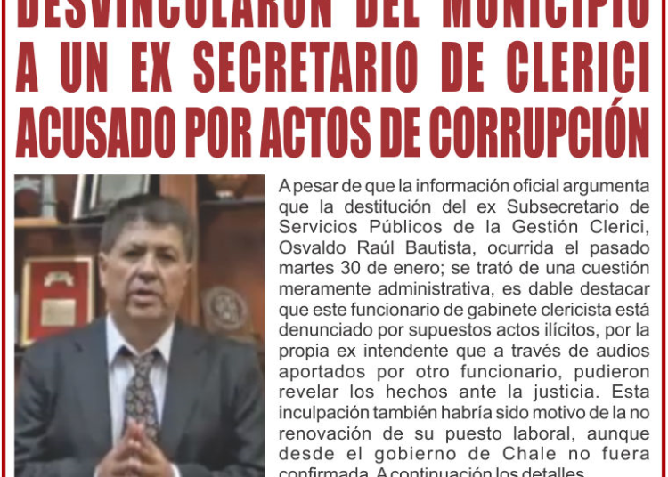 Cañada de Gómez: Desvincularon del municipio a un ex subsecretario de Clerici que está acusado por actos de corrupción