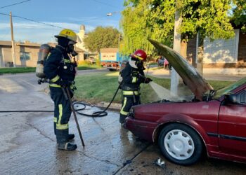 Cañada de Gómez: Incendio de un automóvil en plena vía pública