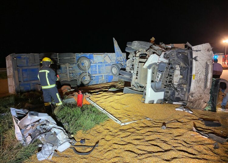 Cañada de Gómez: Accidente entre dos camiones que circulaban por la autopista Rosario Córdoba