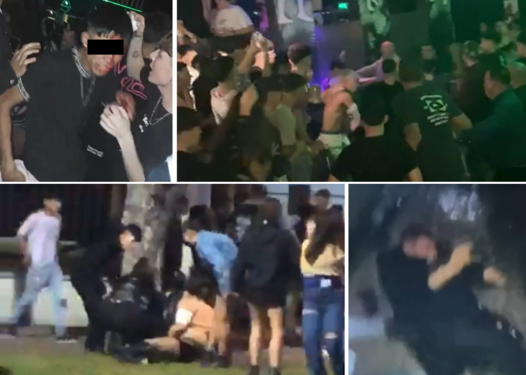 Los videos del horror en Cañada de Gómez: Batalla campal entre jóvenes dentro y fuera de un boliche