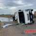 Carcarañá: Un camión de Aguas Santafesinas volcó en la rotonda del acceso al Autopista Rosario-Córdoba