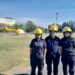 Integrantes del Cuerpo Activo de bomberos de Cañada de Gomez participaron en una jornada de capacitación con el UTV helicóptero sanitario en Rosario