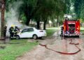 Cañada de Gómez: Se produjo el incendio de un remis