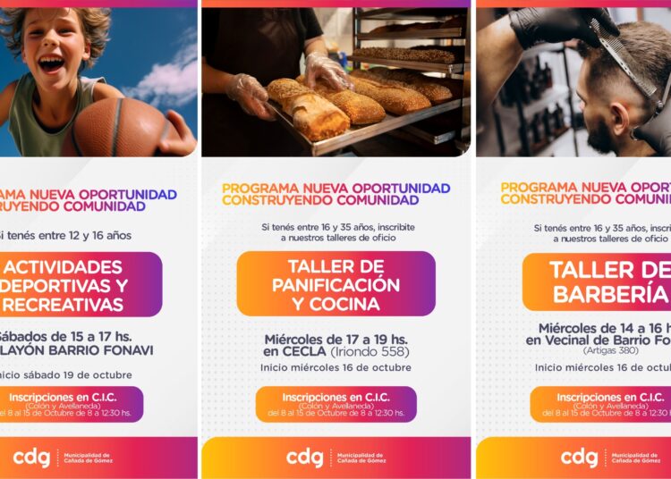 La Municipalidad de Cañada de Gómez inscribe a los talleres de oficio del programa “Nueva Oportunidad: Construyendo Comunidad”