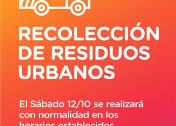La municipalidad de Cañada de Gómez comunica que la recolección de residuos el día sábado 12 de octubre se realizará con normalidad