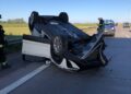 Cañada de Gómez: Impresionante vuelco de un automóvil en la autopista km 376