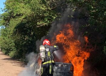 Cañada de Gómez: Incendio de un vehículo en Camino Calle La Plata