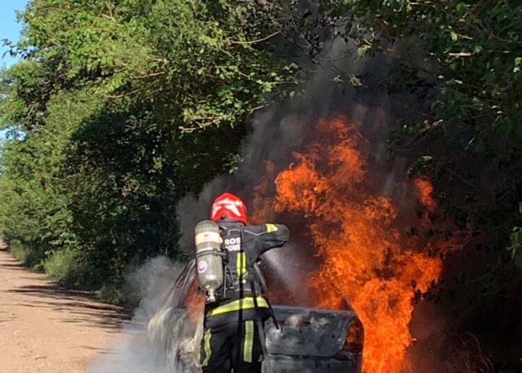 Cañada de Gómez: Incendio de un vehículo en Camino Calle La Plata