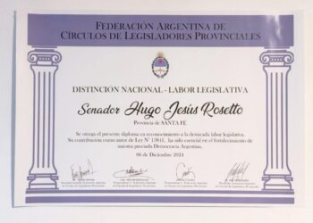 La labor Legislativa del Senador Rasetto distinguida a nivel nacional
