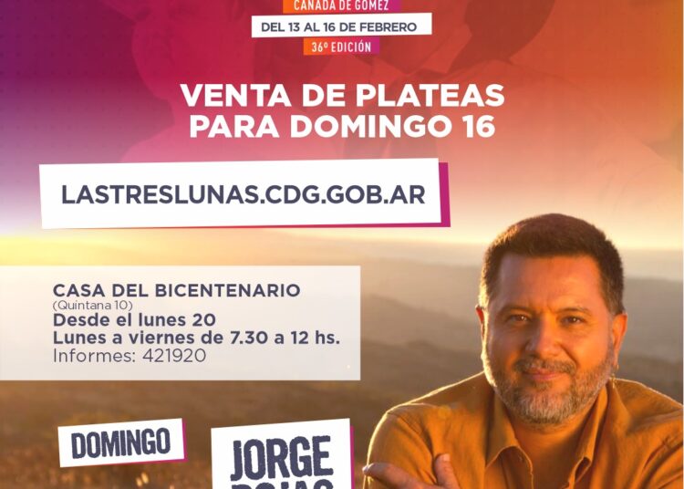 Ya está confirmada la grilla y comienza la venta de plateas para la 36° edición del festival de Las Tres Lunas