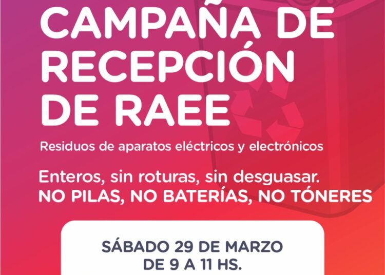 La Municipalidad de Cañada de Gómez informa que se recepcionarán Residuos de Aparatos Eléctricos y Electrónicos