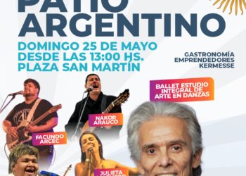 La Municipalidad de Cañada de Gómez invita este domingo al “Patio Argentino” para conmemorar el 25 de mayo, en Plaza San Martín
