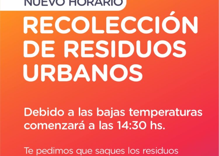El municipio cañadense recuerda los horarios de recolección de residuos domiciliarios