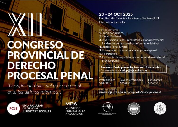 El MPA coorganizará el XII Congreso de Derecho Procesal Penal que se realizará en la ciudad de Santa Fe