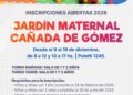 YA ESTÁN ABIERTAS LAS INSCRIPCIONES 2026 AL JARDÍN MATERNAL MUNICIPAL