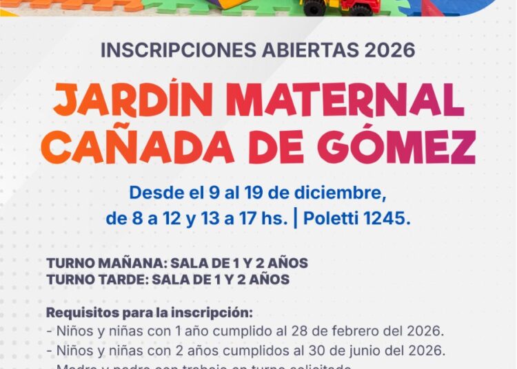YA ESTÁN ABIERTAS LAS INSCRIPCIONES 2026 AL JARDÍN MATERNAL MUNICIPAL